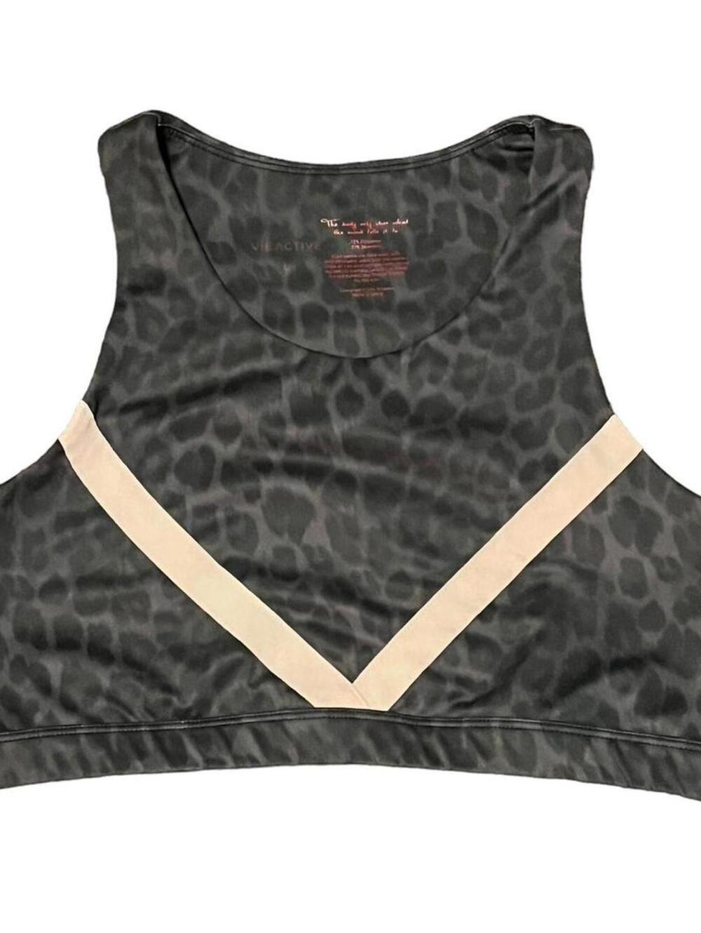 313-Large Black and tan leopard print sports bra by Vie Avtive